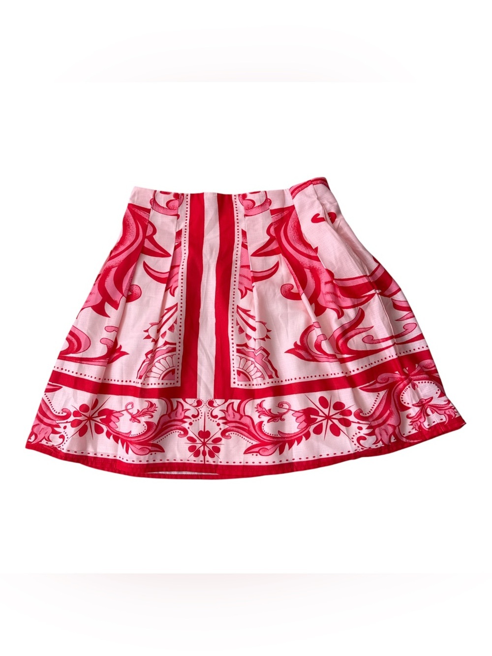 No Brand Printed Linen Blend lined with Pockets Skirt